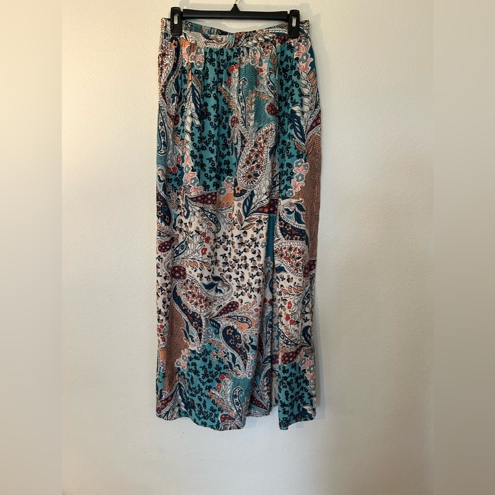Patrons Of Peace Womens Medium Pull on Floral Maxi Skirt Style "Tide pool" Boho